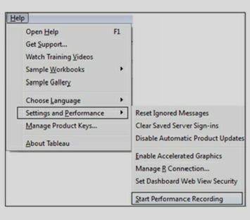 What is Performance Recording on Tableau desktop? 